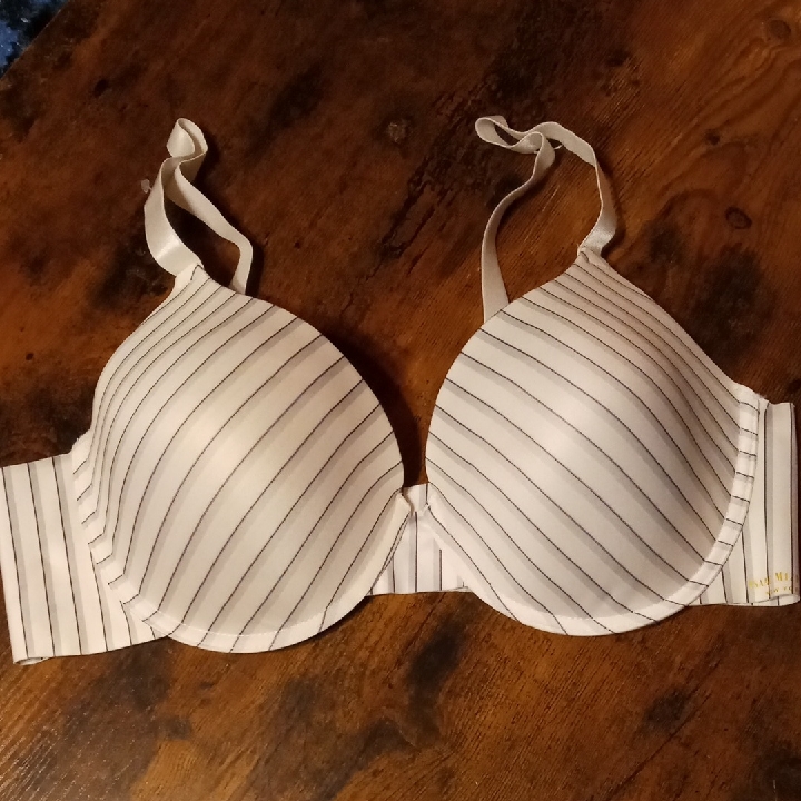 Nwot Isaac Mizrahi 40c Gorgeous Grey Striped Padded Underwire Sexy Bra